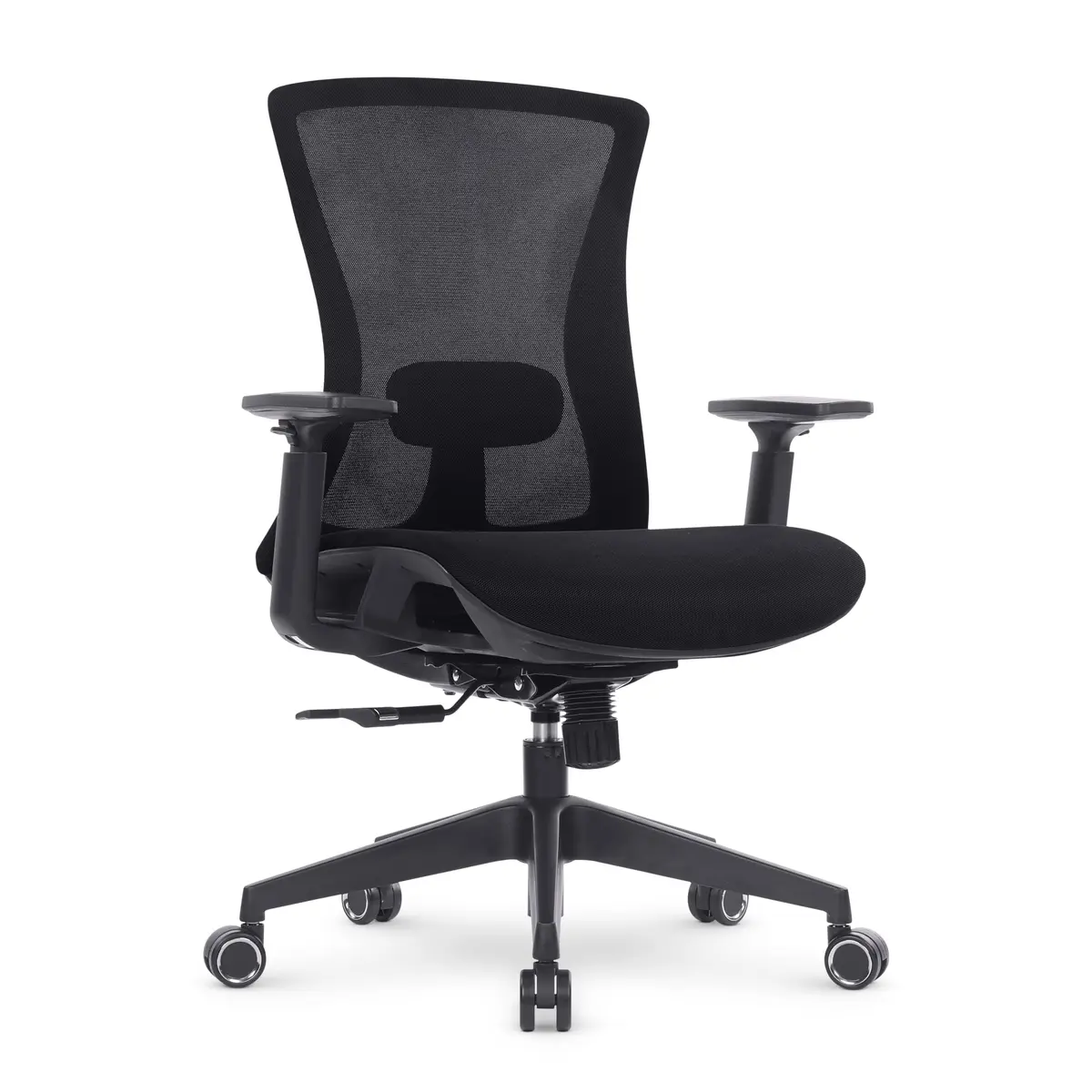 Cadeira de Escritório Ergonômica DT3 Vicenza com revestimento Tecido DT3 Tricompose, braços com ajuste de altura, apoio lombar com ajuste de altura, NR-17 suporta até 120(Black)
