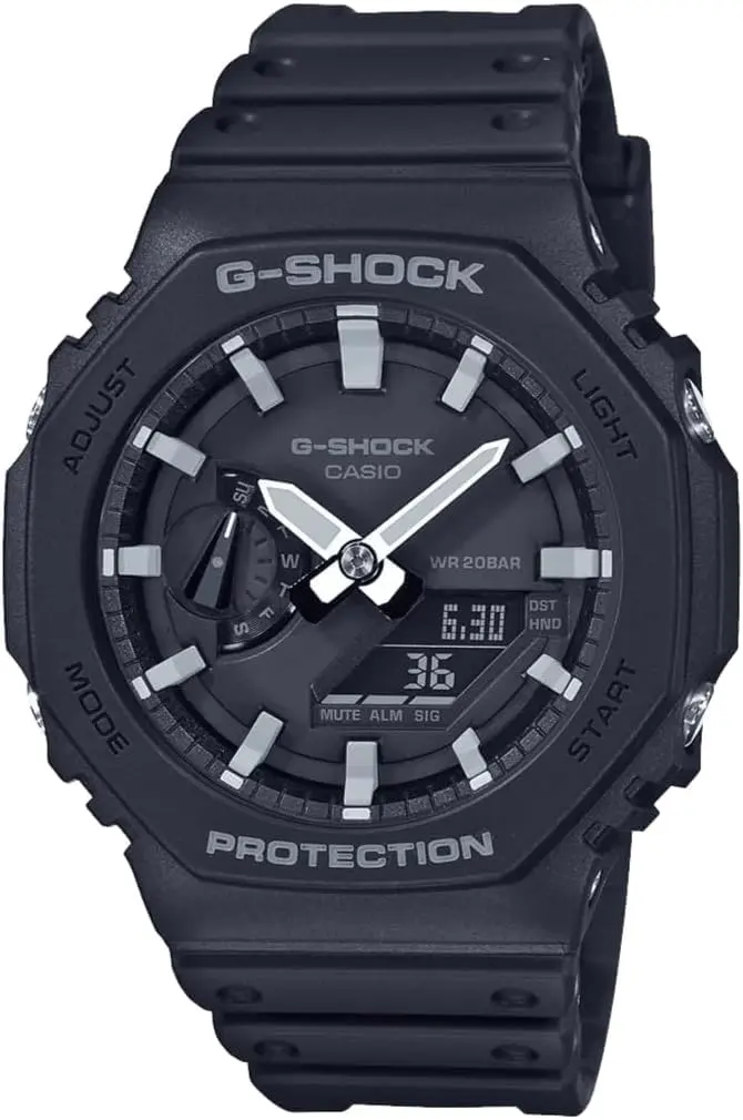 Casio Relógio masculino GA-2100-1AER G-Shock Carbon Core Octagon Series – preto, preto, pulseira., Preto, one size fits all, Alça. - 1