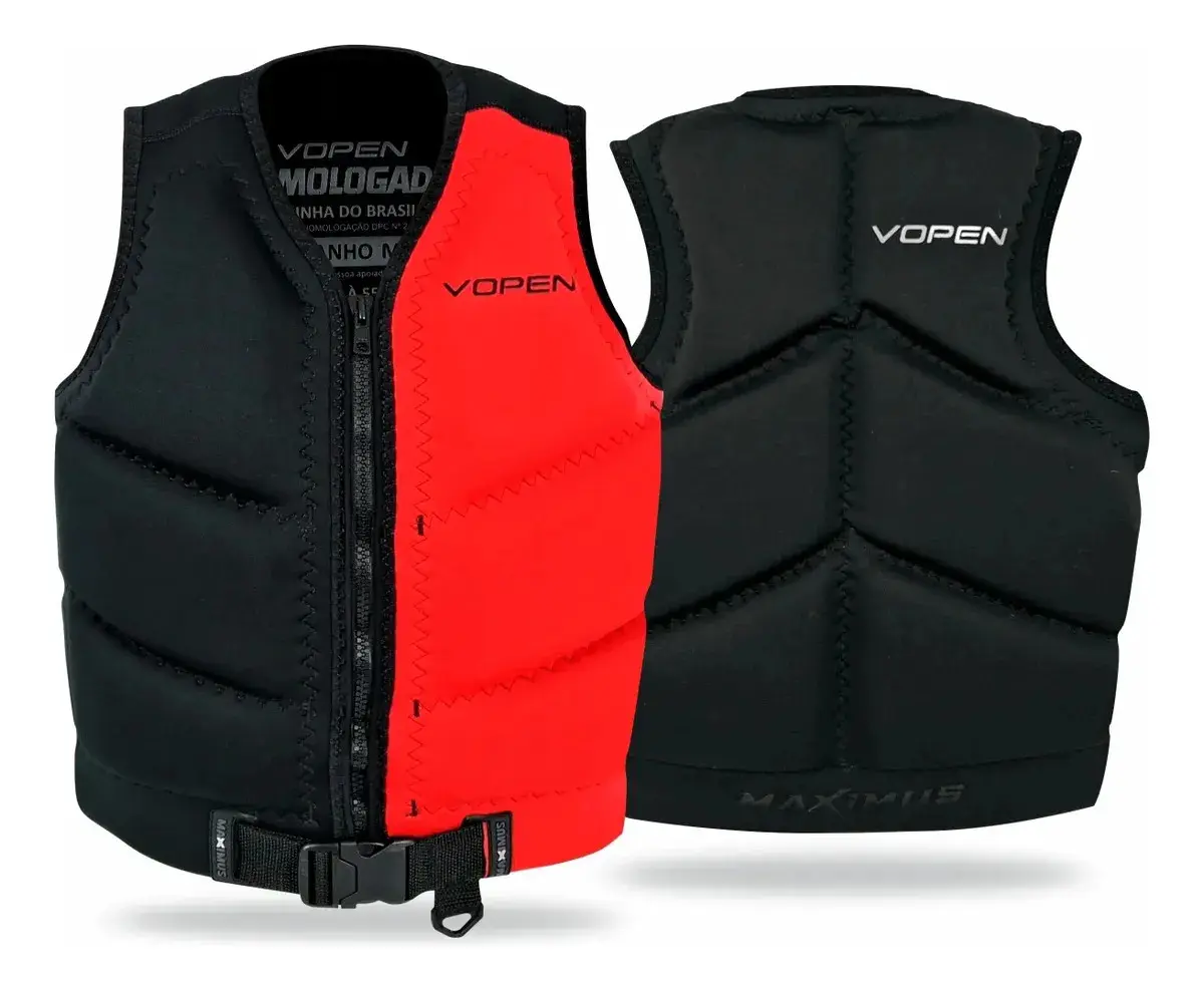 Colete Homologado Neoprene Salva Vidas Vopen Cor Vermelho Tamanho EG - 1