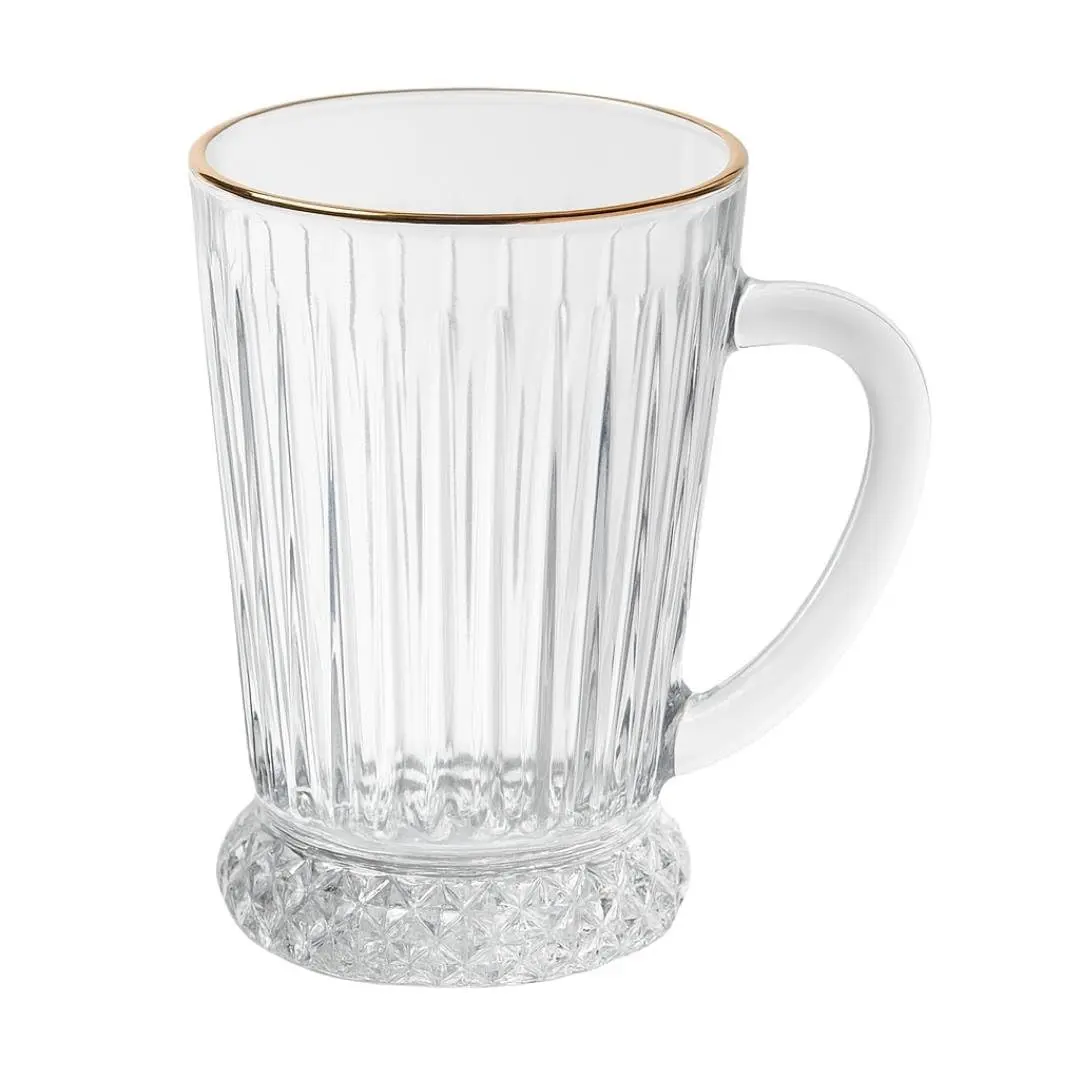 LYOR - Taça de Cappuccino Deli Diamante com Fio de Ouro 210ml Cristal Ecológico - 1