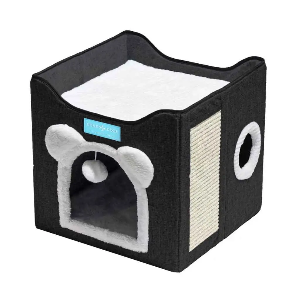 Cama para Gatos com 2 Andares Dobrável 41x35cm Duke e Dixie Marrom (Preto)