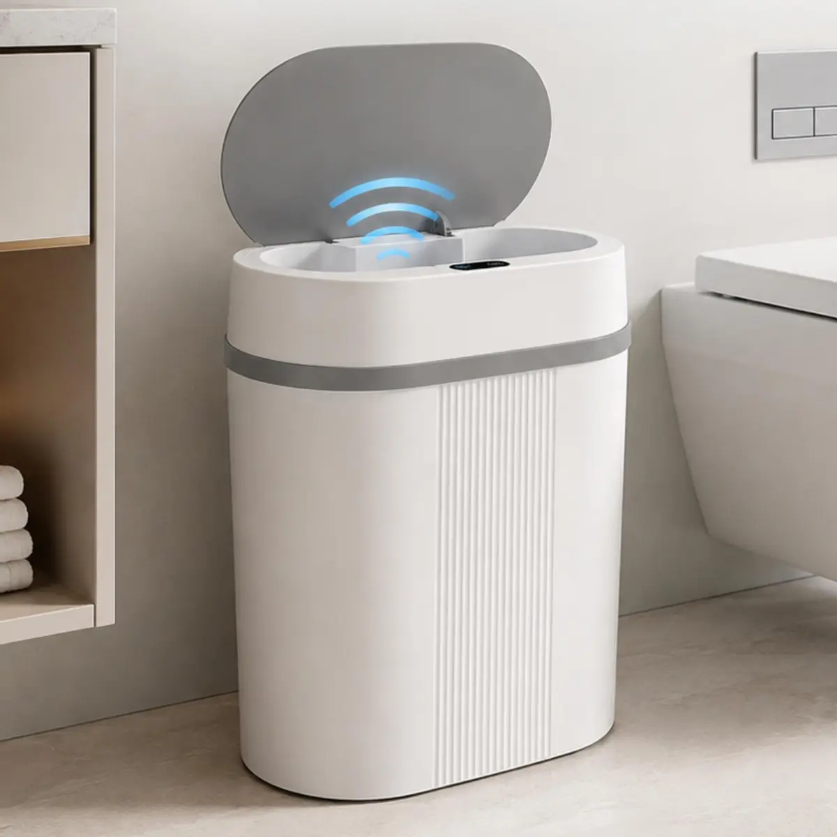 Lixeira Automática 12 Litros com Sensor Inteligente, Abertura e Fechamento por Aproximação, Tampa Antiodor Sem Contato, para Cozinha, Banheiro, Quarto, Escritório e Sala, Design Moderno e Prático