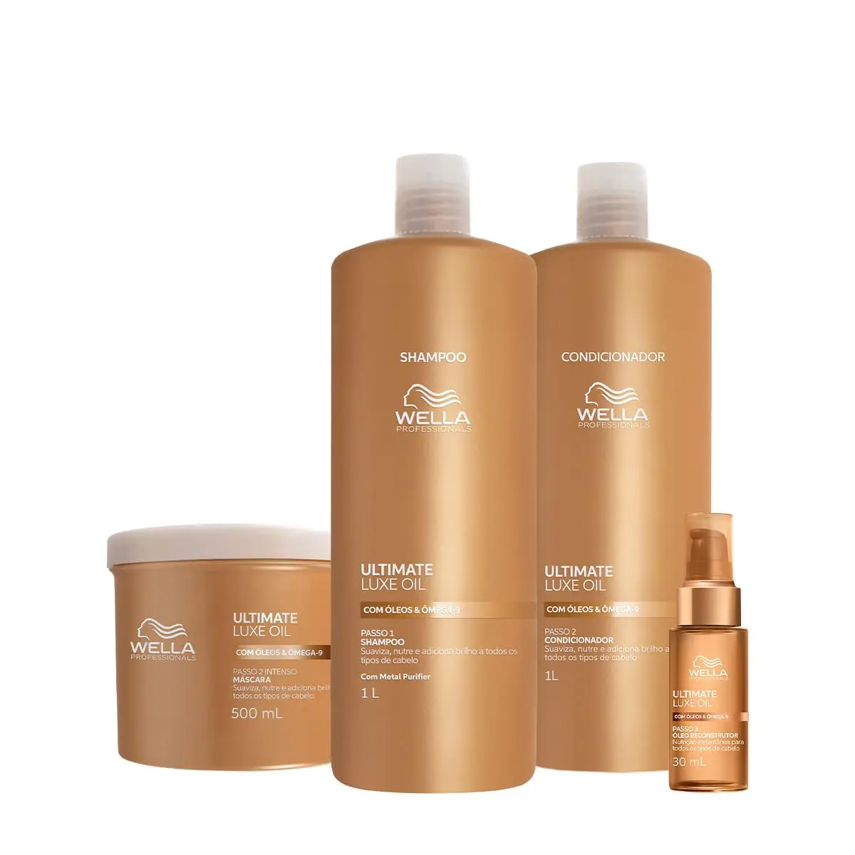 Kit Wella Ultimate Luxe Oil Shampoo Condicionador Máscara e Óleo P | 43981