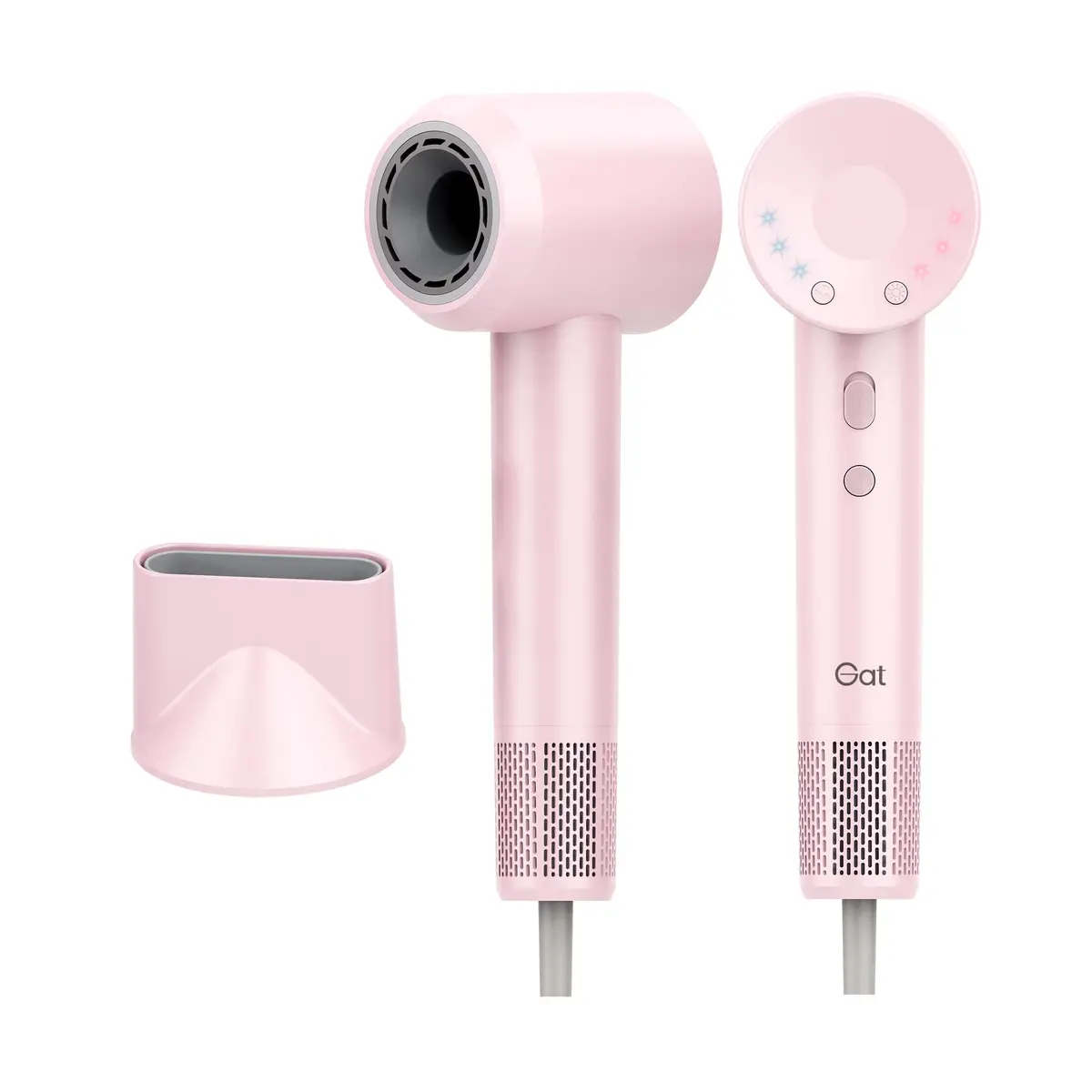 Gat Secador de Cabelo Alta Velocidade Íons Negativos, Rosa, 127V | Alta Potência para Secagem Rápida, Controle Inteligente de Temperatura, 3 Níveis de Velocidade, Anti-Frizz, Leve e Portátil