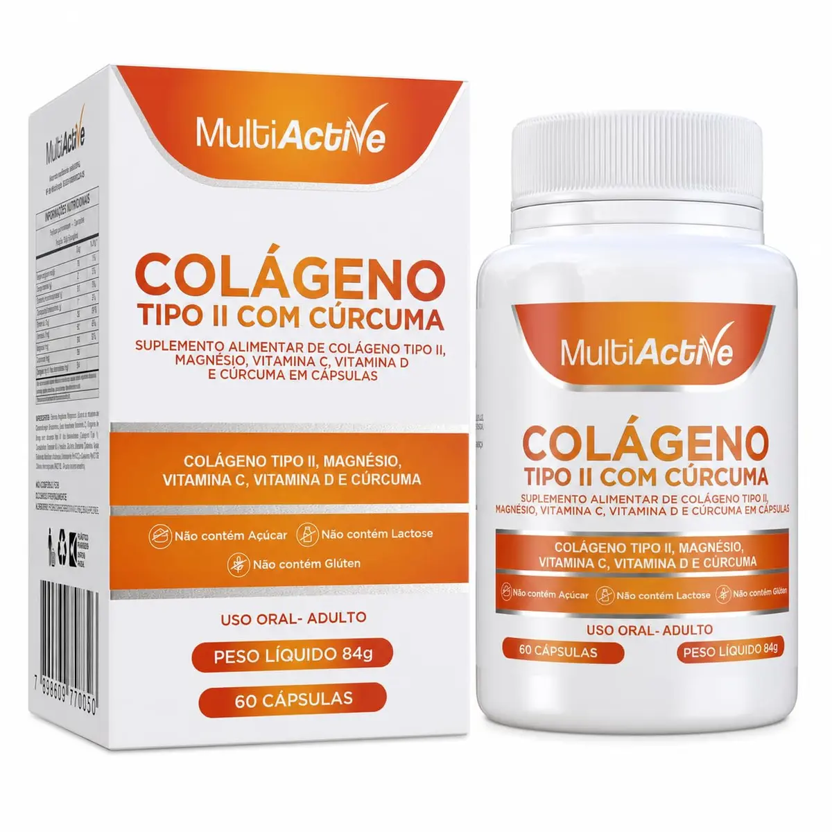Colageno Tipo 2 Com Curcuma Magnesio Vitamina C Vitamina D Multiactive 60 Capsulas Softgel Suplementacao Diaria Formula Anti-inflamantoria Completa Para Adultos - 1