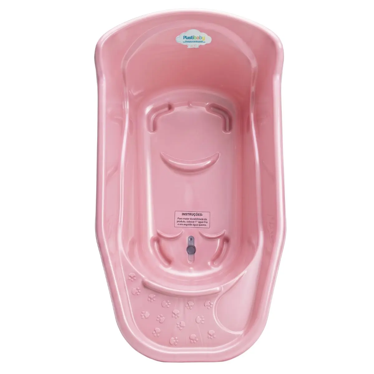 Banheira Infantil Plastibaby 20L (Rosa Perolado) | Livre de BPA, Formato Anatômico, Válvula de Silicone, Apoio para Bumbum e Pés, Bordas Reforçadas