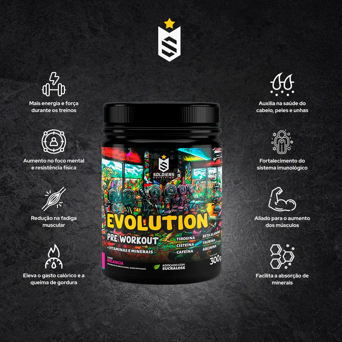 Suplemento Soldiers Nutrition Evolution en pó sabor melancia x 300g thumbnail 4
