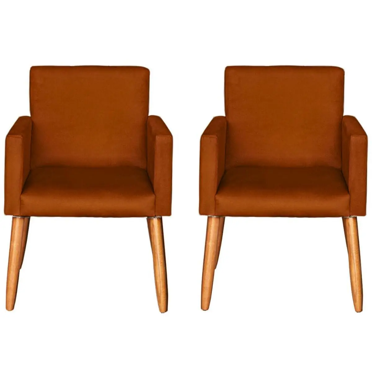 Kit 2 Poltronas Cadeira Decorativa para Sala de estar Cadeiras para Recepção Manicure Escritório Sala De Espera Poltrona MOBLAN tecido suede (TERRACOTA)