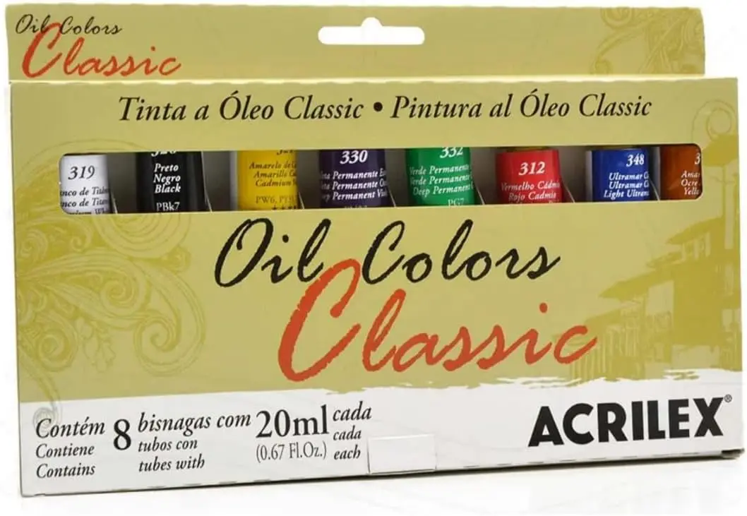 Estojo Tita Óleo Classic Colors Acrilex com 8 Bisnagas Multicor 20ml | Estojo Tinta Óleo - 1