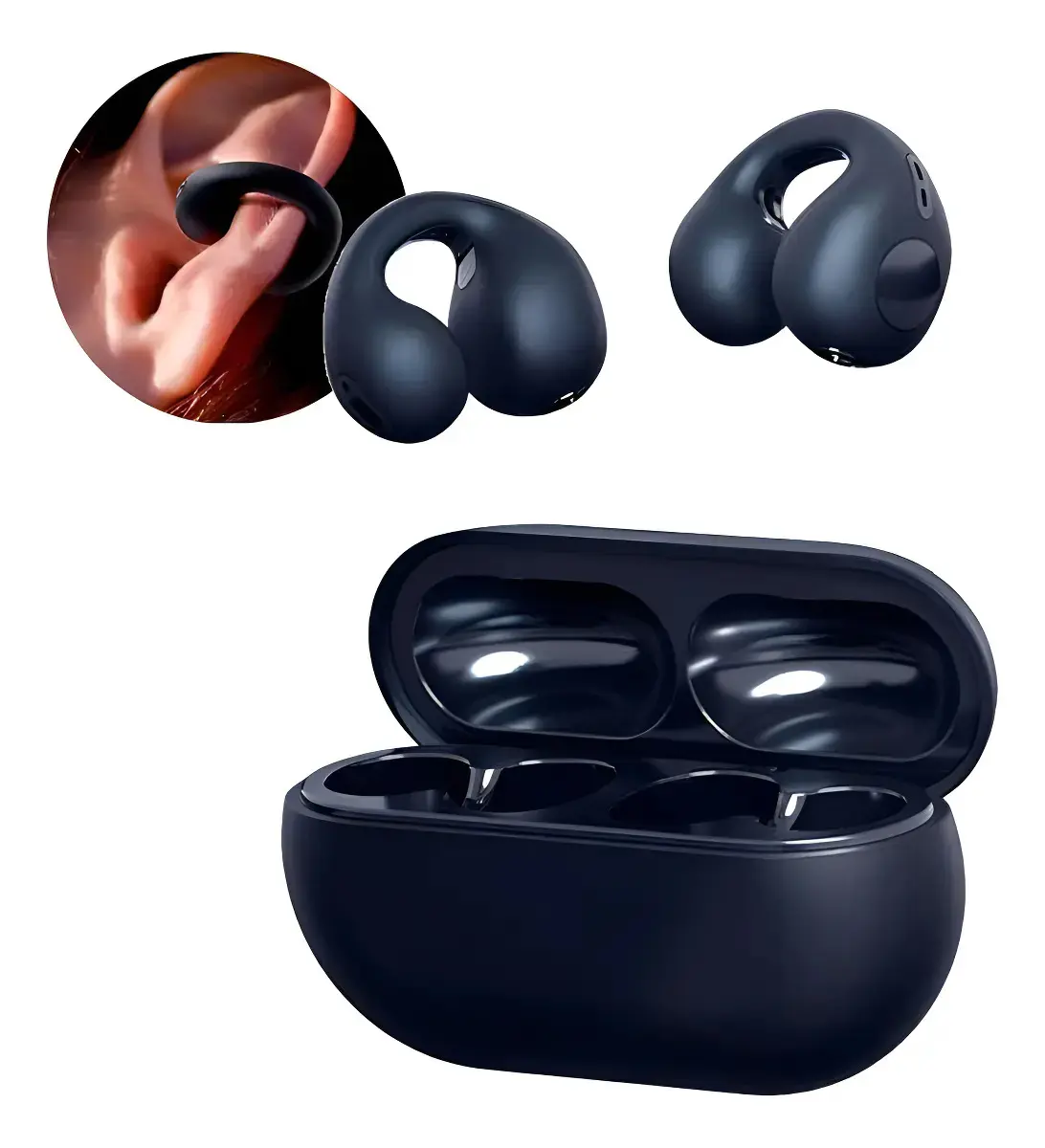 Fone Ouvido esportivo condução óssea Bluetooth 5.3 preto
