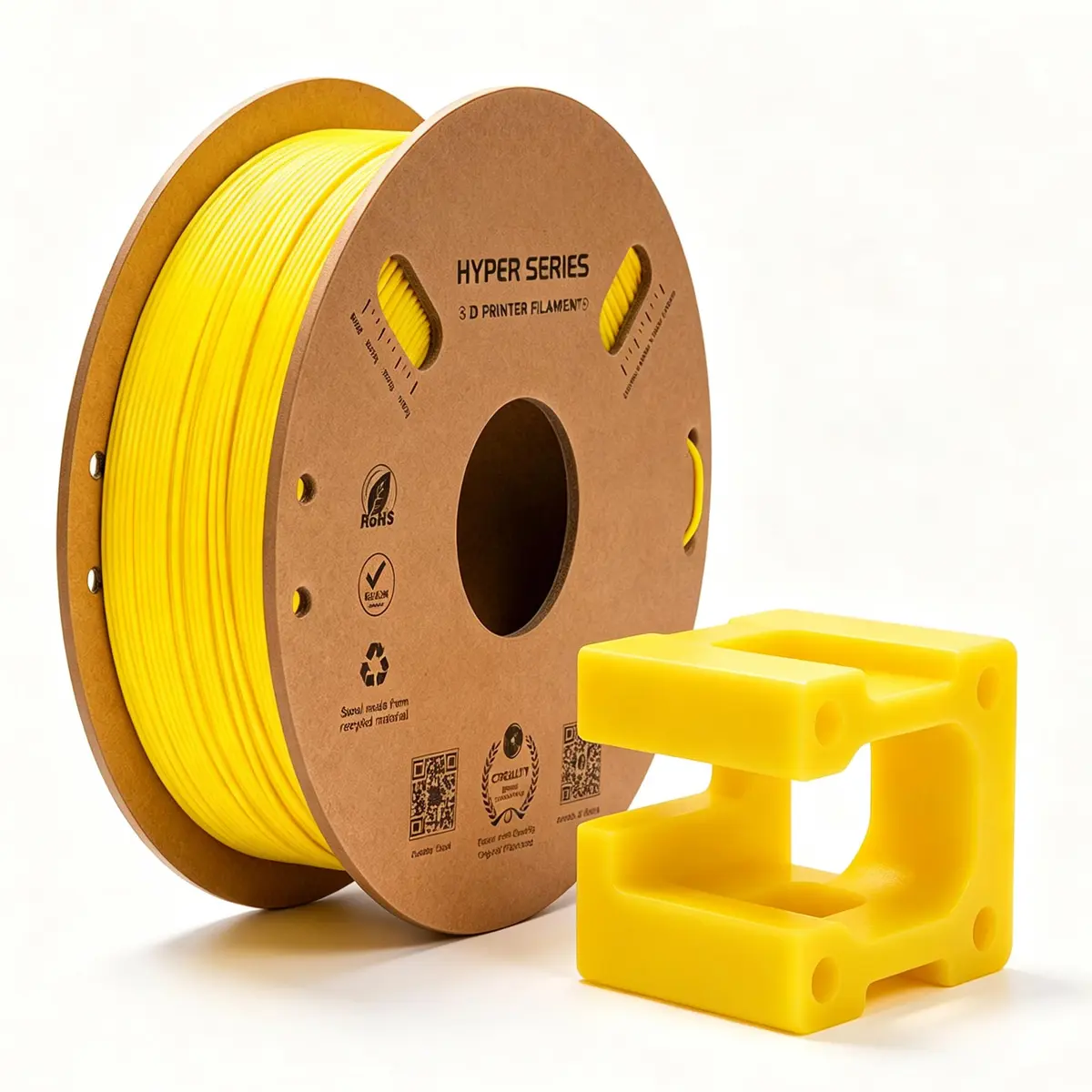 Creatorally Hyper PETG 1,75mm 1kg Amarelo | Até 600mm/s, Baixo stringing, Alta resistência, Precisão ±0,03mm, Fluxo estável