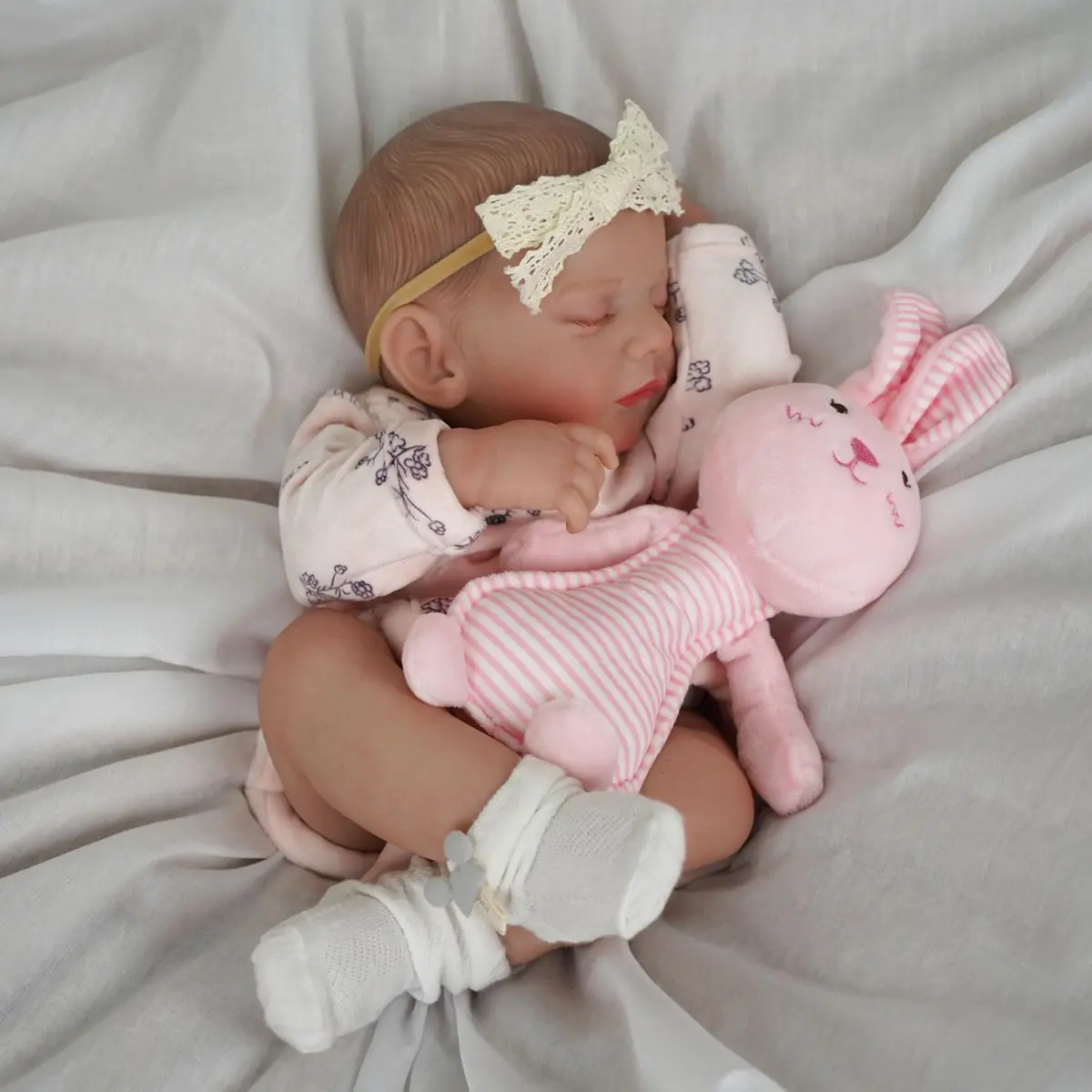 Brastoy Bebê Reborn Boneca Dormindo Corpo de Silicone Menina Original 48cm (Bebe Menina Dormindo)