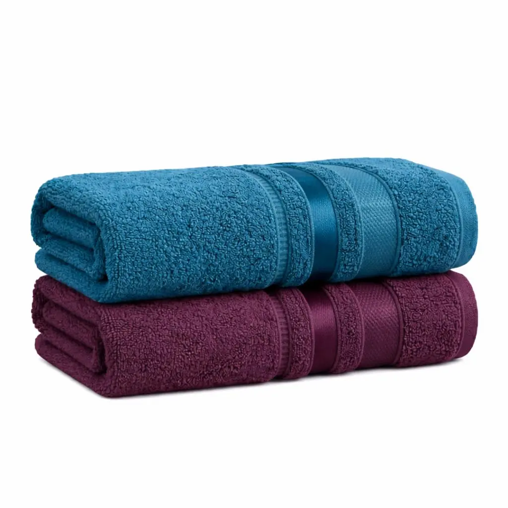 Kit C/2 Toalhas De Banho Marselha 100% Algodão Alta Absorção 70cm x 140cm (Açai - Azul Petroleo)