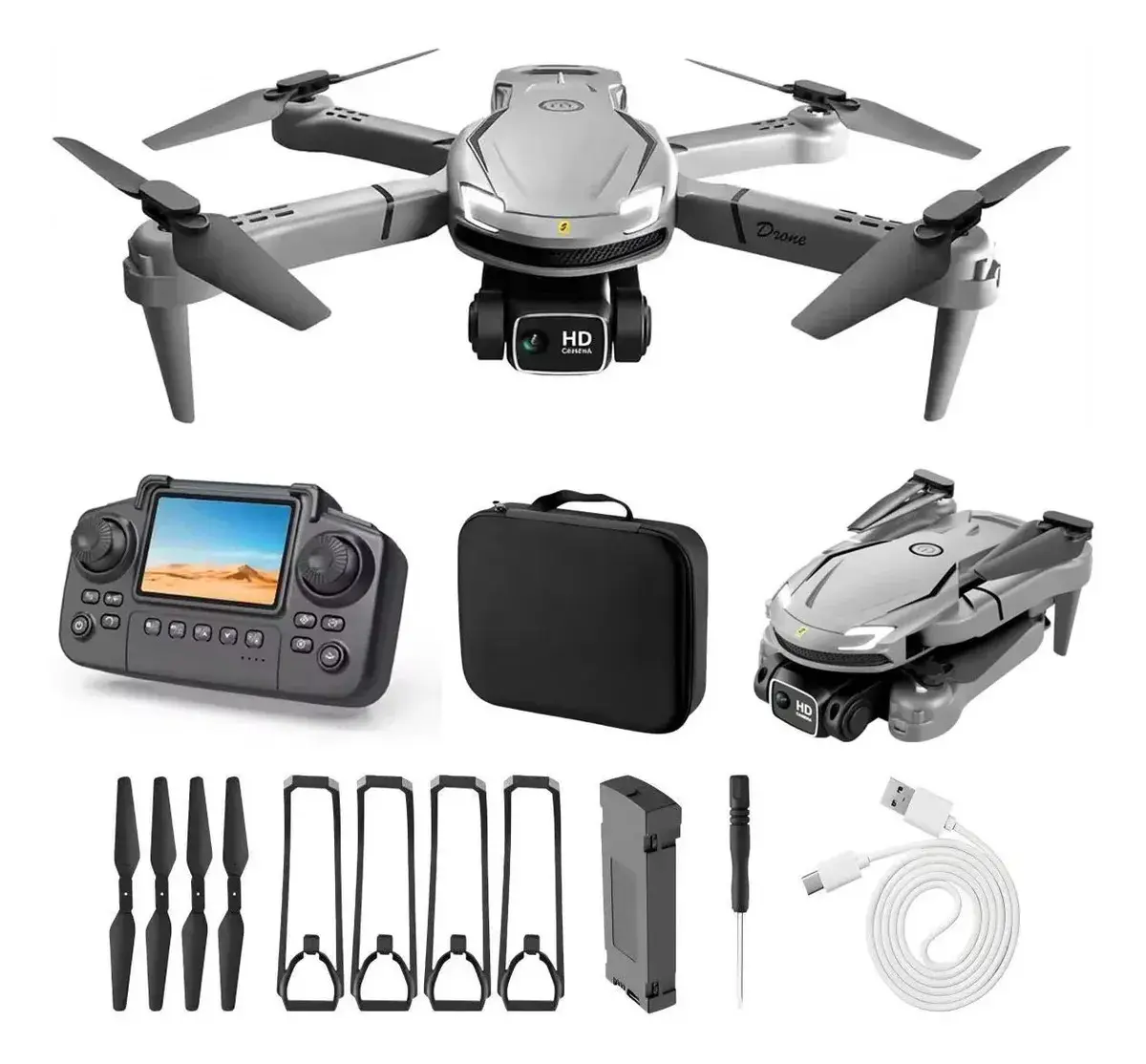 Drone V88 Profissional Dupla Camera Com Controle Remoto Tela Cinza - 1