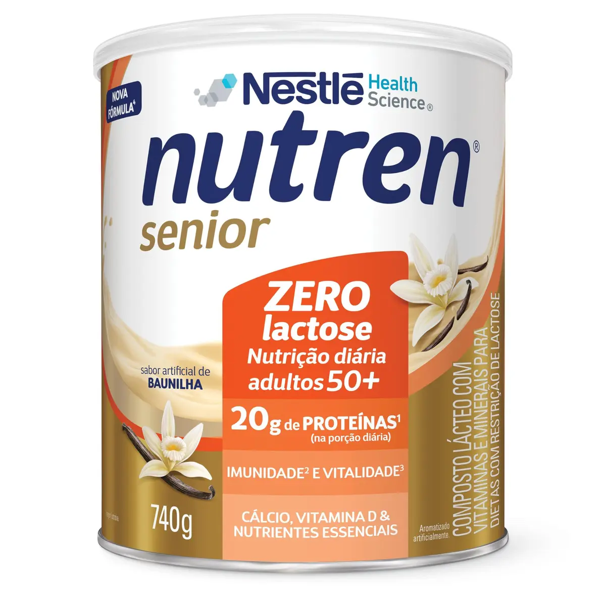 Complemento Alimentar Nutren Senior Zero Lactose Baunilha 740g - 1