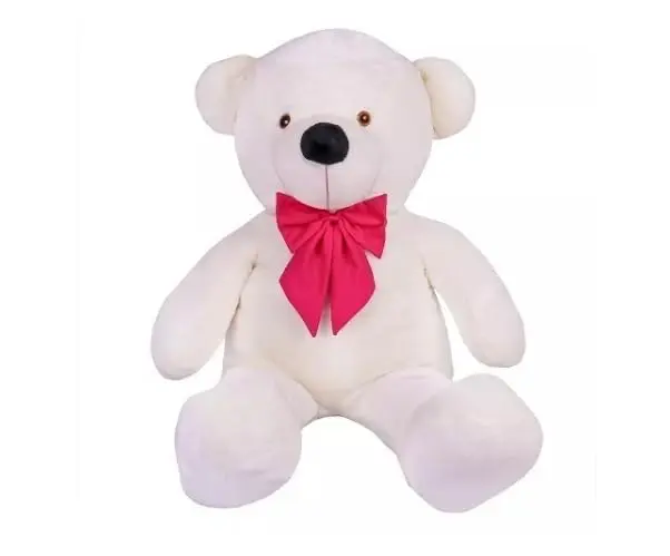 Urso Gigante Pelúcia Grande Teddy 1,10 Metros - Laço (Baunilha com Laço Pink)