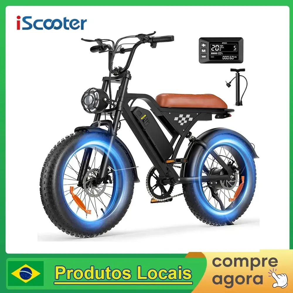 Bicicleta Elétrica iScooter EB5 20 polegadas com Motor de 750W, Bateria de Lítio de 10.4Ah, Velocidade de 35KM/H, Dobrável, para Adultos.