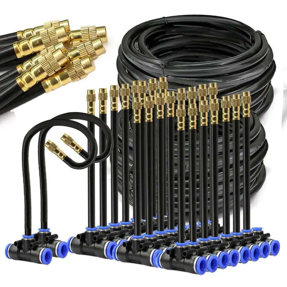 Kit de pulverizador de bomba autoescorvante ajustável para jardim, mangueira PE preta, bocal flexível, sistema de rega nebulização, 45 W, 60 W, 80 W, 100W, 20cm, 8mm - 1