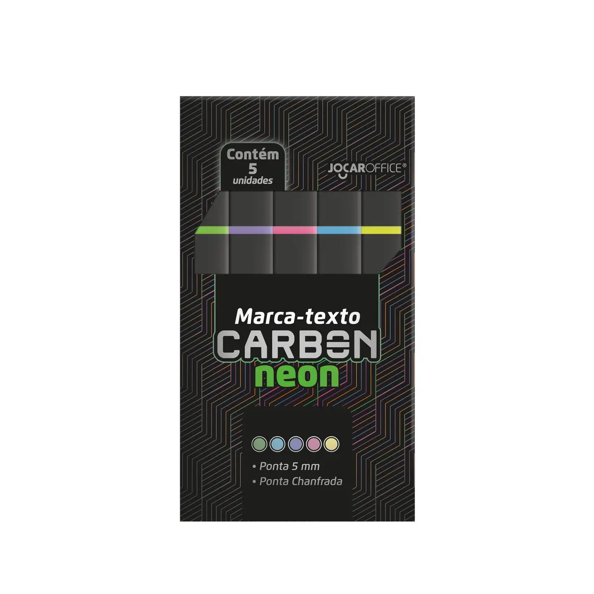 MARCA-TEXTO CARBON NEON ESTOJO C/5 UND JOCAR OFFICE