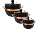 Kit 3 Panelas de Pedra Sabão Cinza 3L a 1,5L - 1
