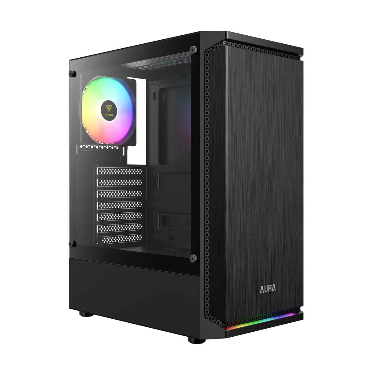 Gabinete Gamer Gamdias Aura GC8 Vidro Temperado LED ARGB Compatível ATX Preto AURA GC8 ARGB