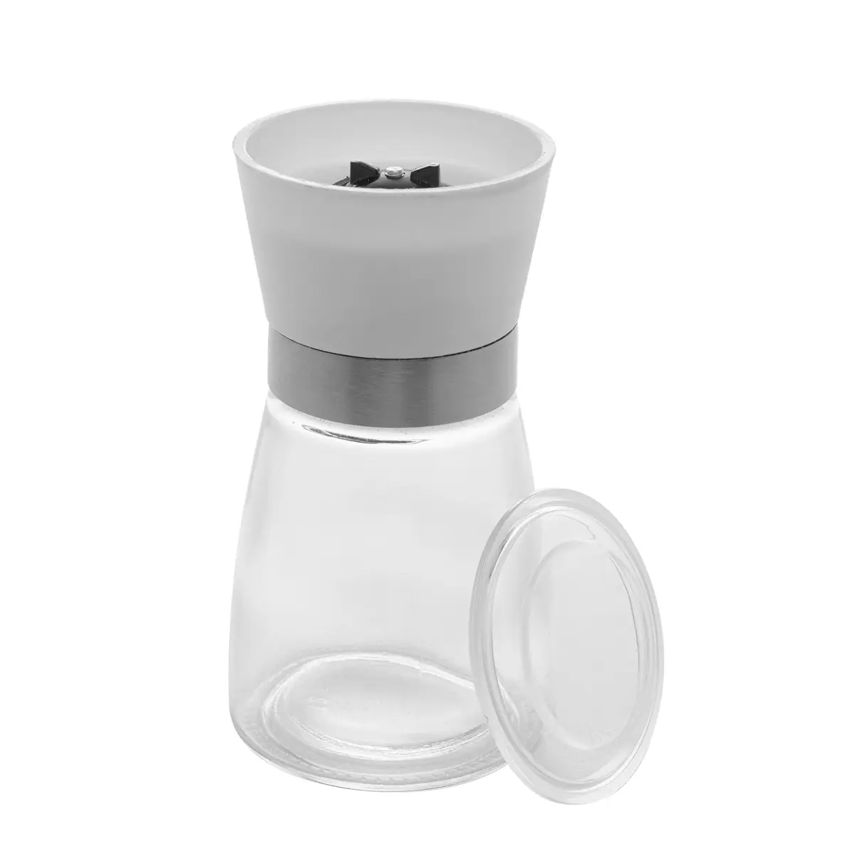 LYOR - Moedor de Tempero de Vidro com Tampa Branca 170ml - 1