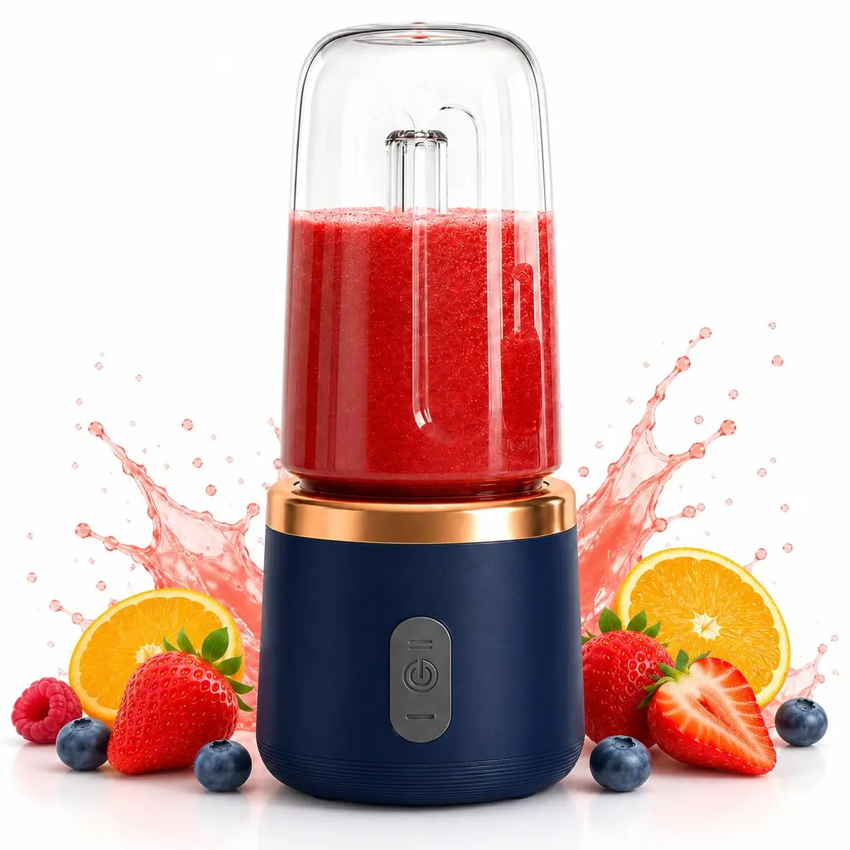 Mini Liquidificador Portátil USB Recarregável com Copo Individual e Lâminas Potentes para Sucos, Shakes, Vitaminas e Bebidas (azul) - 1