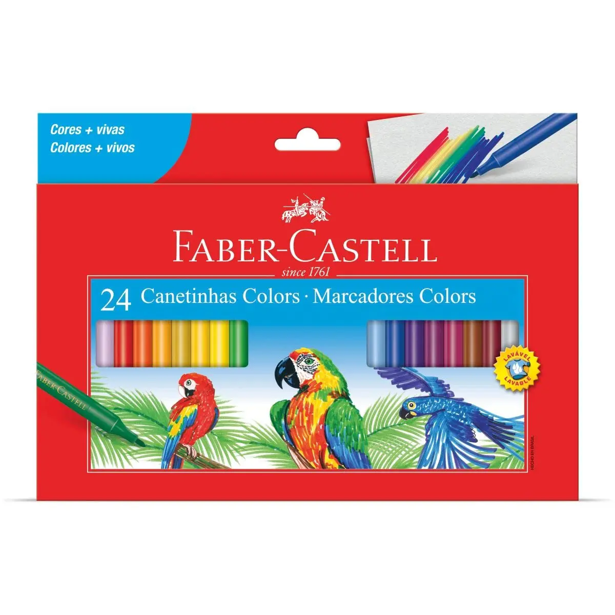 Caneta Hidrografica Prestocolor Regular 24 Cores - Pacote com 06 Faber Castell, Multicor - 1