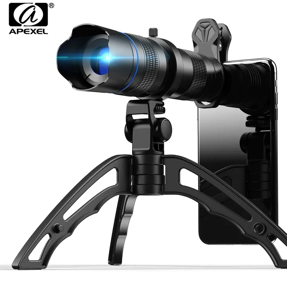 Lente Telefoto APEXEL HD de Metal com Zoom 20-40x, Lente Monocular para Câmera de Telefone, Sem Tripé, para Smartphones Samsung e iPhone