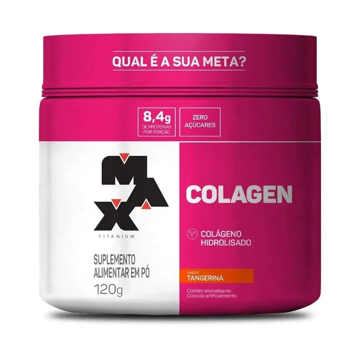 Colágeno Hidrolisado Max Titanium, Sabor Tangerina, 120g