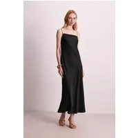 Vestido Com Trança Na Alça Carlota Costa Preto