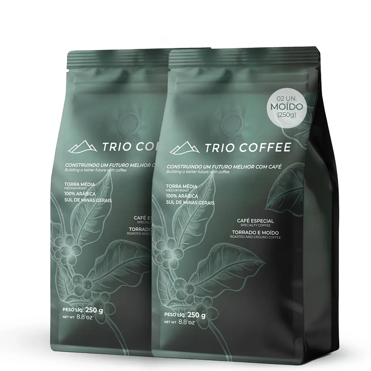 Kit 2x Café Especial TRIO COFFEE moído 250g | Chocolate e Caramelo 81+ | Torra Média | 100% Arábica | Origem Própria - 1
