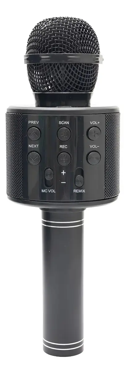 Microfone Bluetooth Karaokê Infantil WS-858 Preto Sem Fio Vozes
