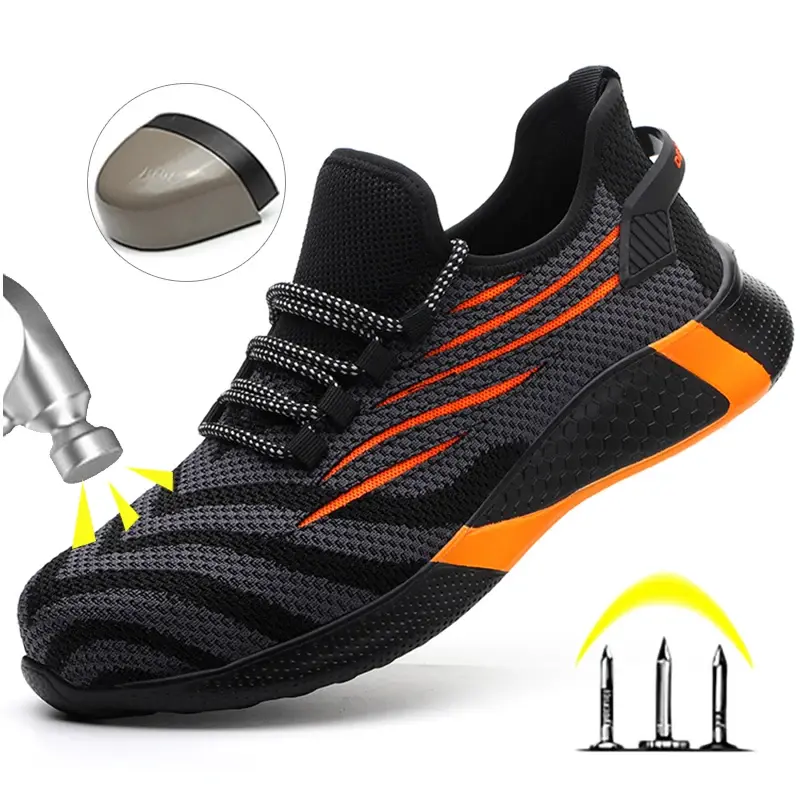 Homens sapatos de segurança de trabalho anti-punctura tênis de trabalho masculino indestrutível sapatos de trabalho botas leves sapatos de segurança - 1