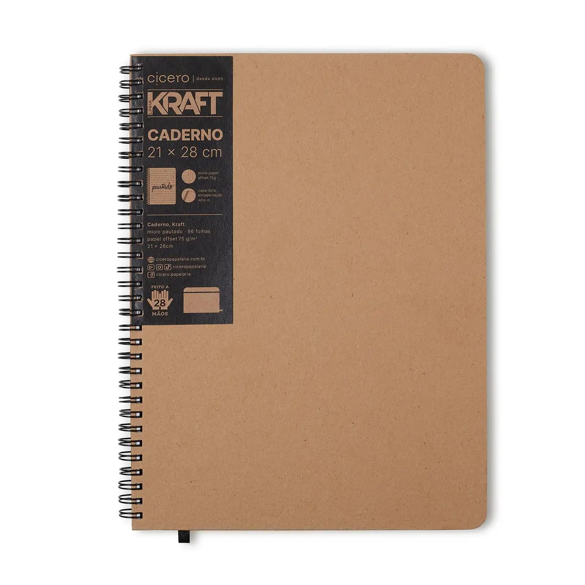 Caderno Pautado, Cicero, Wire O Kraft, 2100, Bege, 21x28 - 1