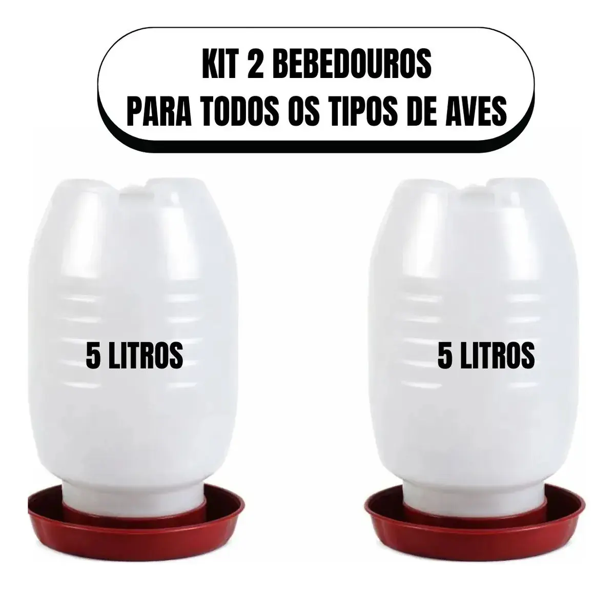 Kit 2 Bebedouro Para Frango Galinha Aves Automático 5 Litros Cor Vermelho thumbnail 6