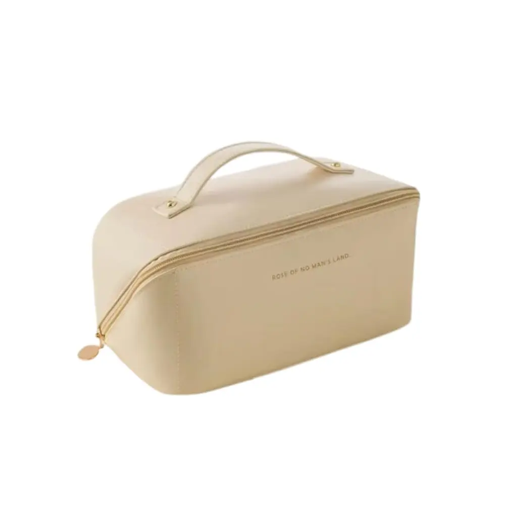 Necessaire Feminina Organizadora Maquiagem Premium Para Viagem Off White | Necessaire Premium Com Divisórias Internas, Grande Capacidade, Zíper Resistente e Ideal Para Maquiagem, Viagens e Uso Diário