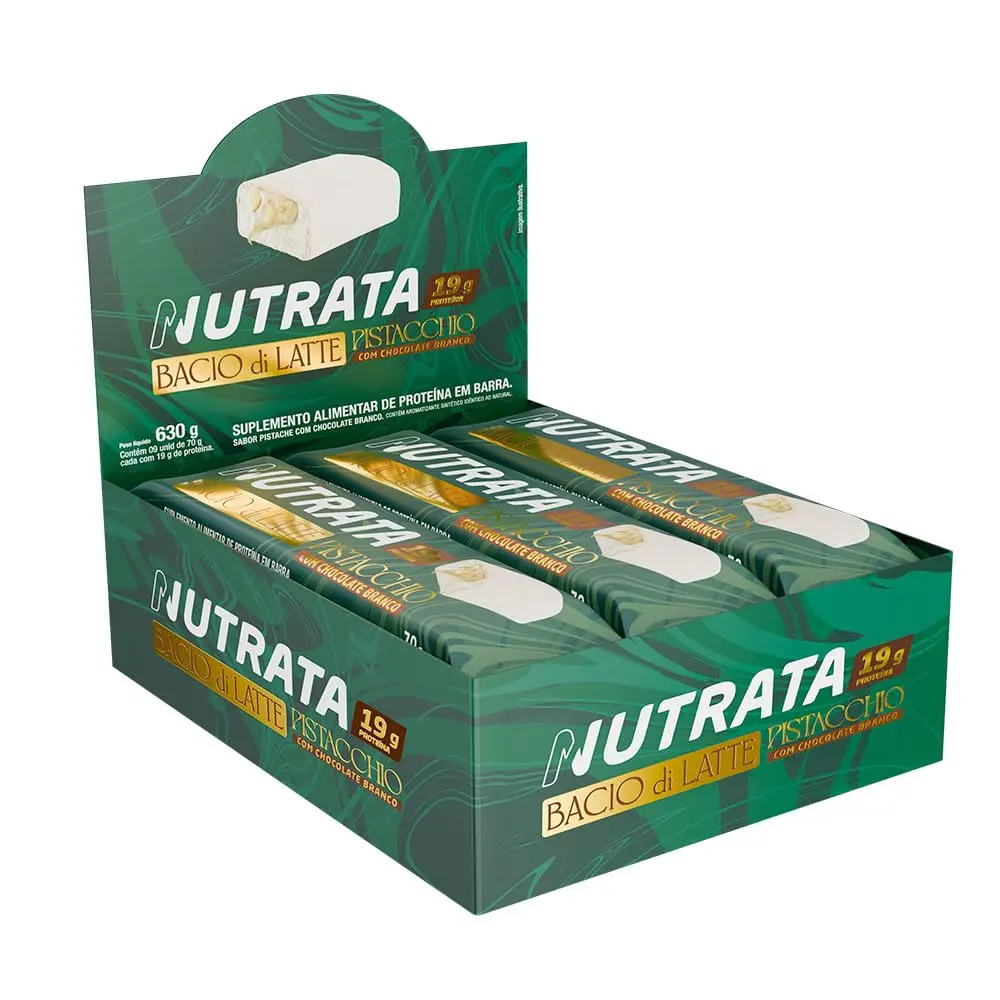 Barra Nutrata Bacio di Latte, Pistache, 70g, Pack com 9 Unidades