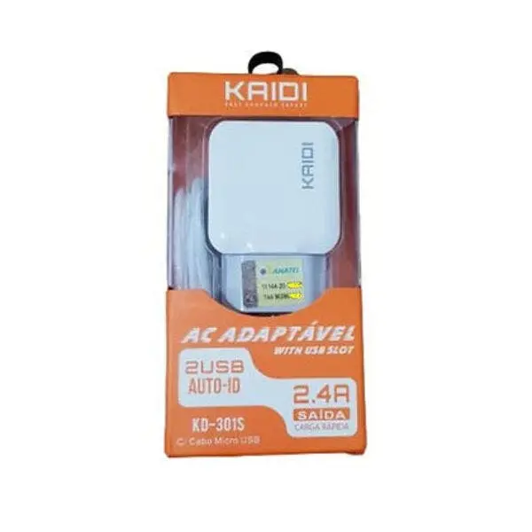 Carregador 2 Portas Usb Tipo V8 Rápido 2.4a - 1
