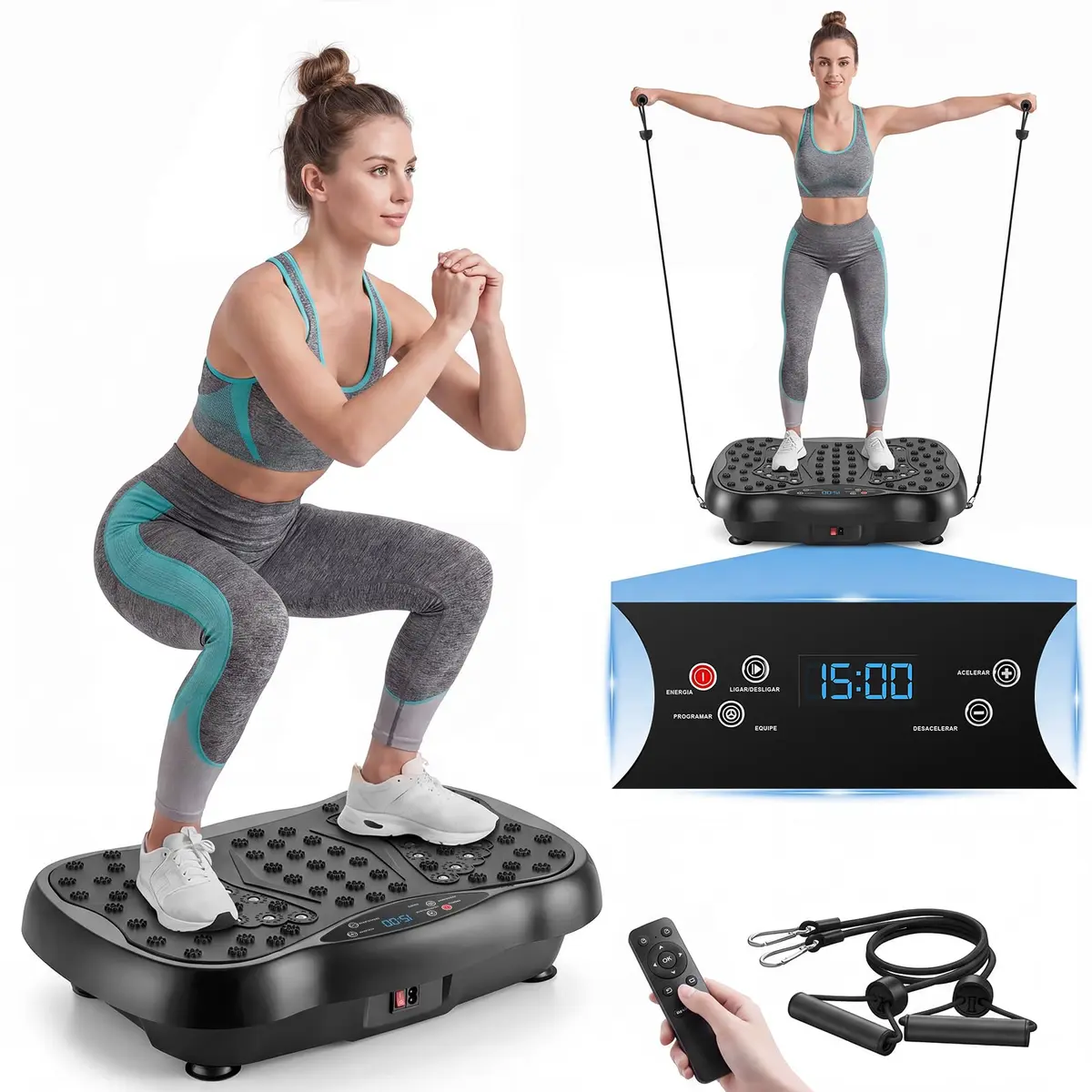 Plataforma Vibratória,Plataforma Vibratória para Exercícios,Equipamento Vibratório para Treino,120 Níveis de Velocidade,Capacidade de Peso de 120 KG,Equipamento de Fitness para Queima de Gordur(220V) - 1