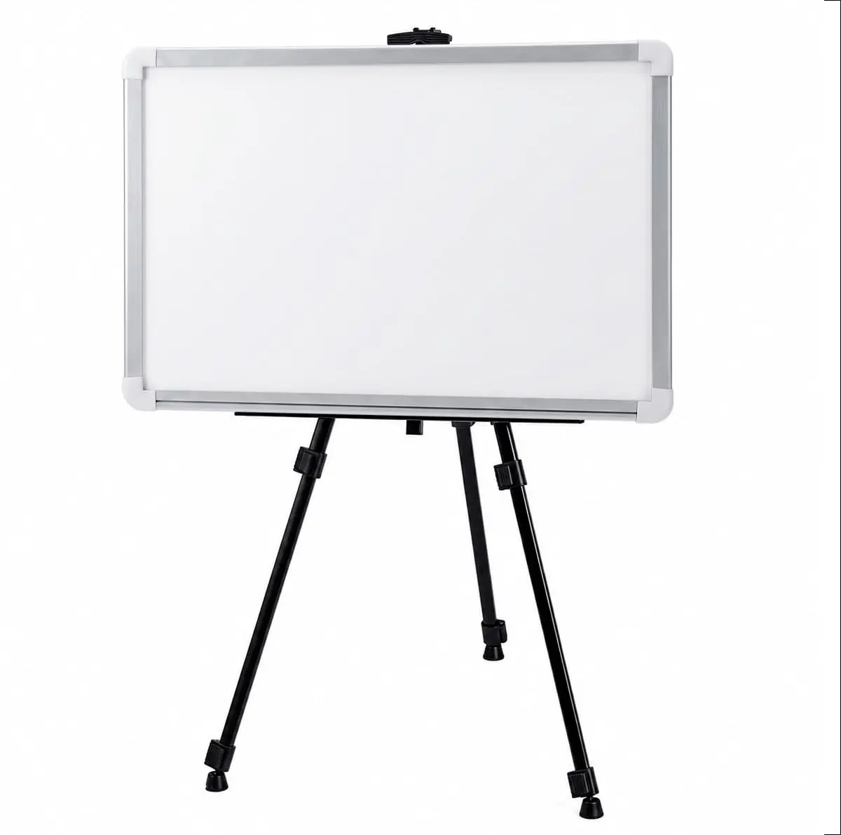 Lousa Branca Quadro Branco 100x70cm com Suporte Tripé Portátil Moldura Alumínio e Superfície UV para Apresentações Reuniões e Escritório, Lousa + Tripé - 1