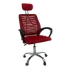 Cadeira Escritório Diretor Oficial Tela Mesh Apoio Nuca - Preto Vermelho - 1
