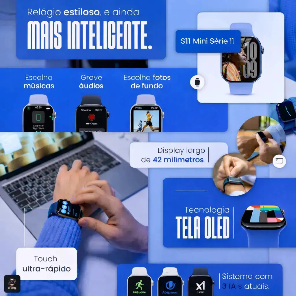 Relógio Microwear Smartwatch S11 Mini Series 11 42mm Whatsapp Gps Nfc 2026 Rosa SMARTWATCH ADVANCED PRO thumbnail 4