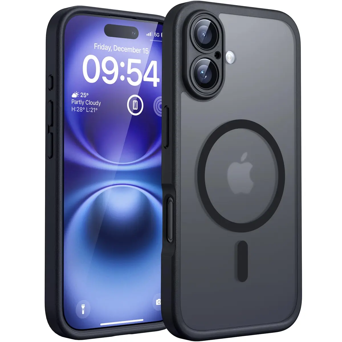 TOCOL Capa Capinha para iPhone 16 Case 6.1 Pol, Preto | Compatível com MagSafe, Tampa da Câmera, Proteção Total e Militar, Antichoque, Anti-impressões, Fosco Translúcido