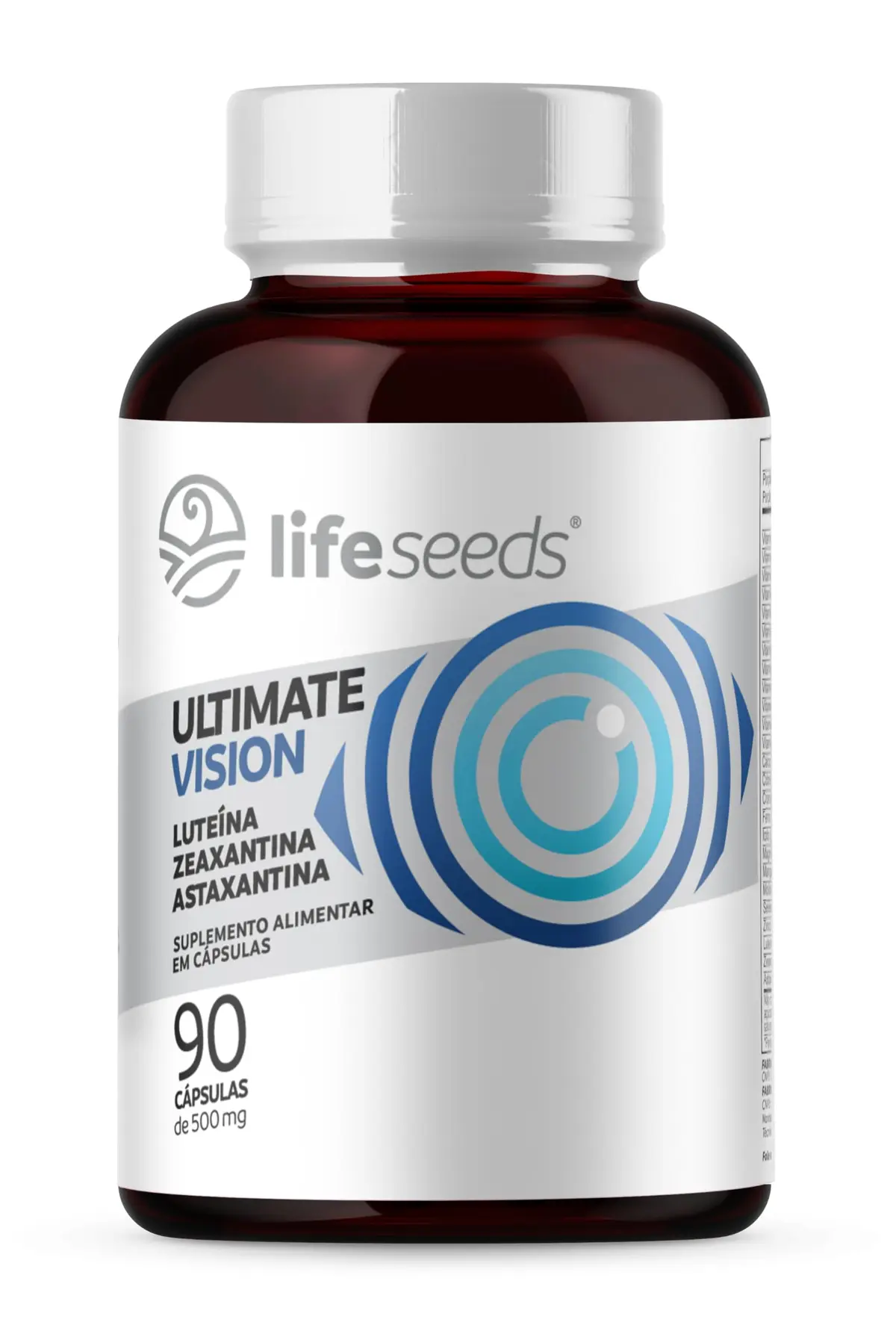 ULTIMATE VISION – Luteína 20mg + Zeaxantina 2mg + Astaxantina 4mg + Vitaminas A, D, E, C, B1, B2, B3, B5, B6, B7, B9, B12, Cálcio, Cobre, Cromo, Ferro, lodo, Magnésio, Manganês, Molibdênio, Selênio e Zinco – 90 Cápsulas
