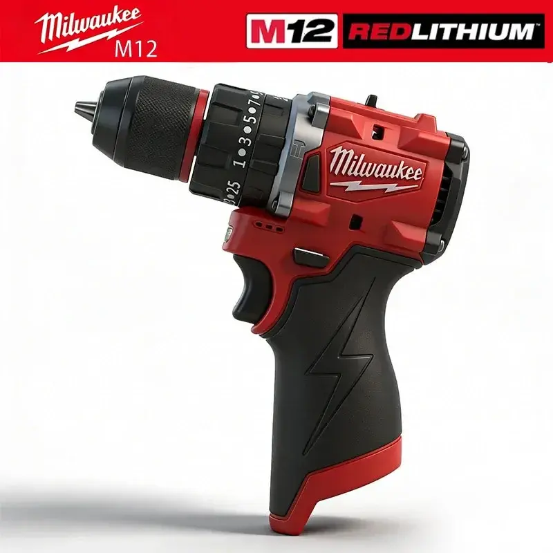 Furadeira Elétrica Sem Escovas Milwaukee M12, Furadeira/Parafusadeira Sem Fio 12V com Mandril de 3/8" e Velocidade Variável para Uso Profissional e DIY, SEM Bateria