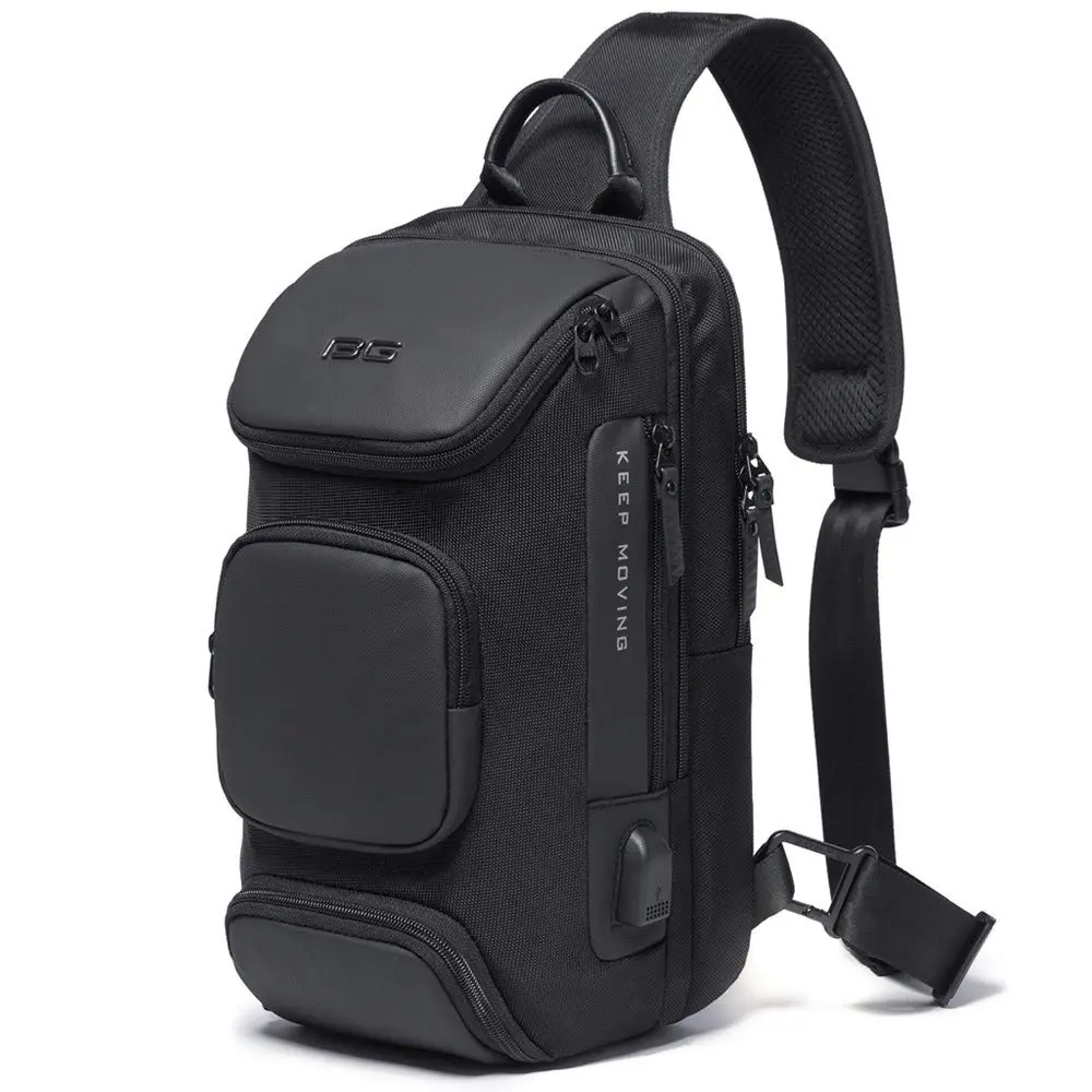 BANGE Mini Mochila Masculina Bolsa Transversal de Ombro Impermeável Pequena Pochete Premium com Detalhes em Couro Compacta com Diversos Bolsos e Compartimentos Shoulder Bag Bange