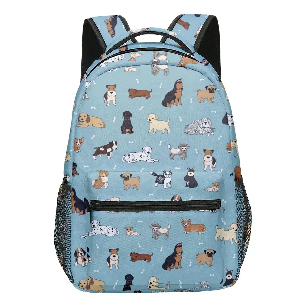 Mochilas escolares modernas e estilosas para jovens, unissex, com estampa 3D de cachorrinho, à prova d'água, para viagem, com compartimento para notebook. - 1