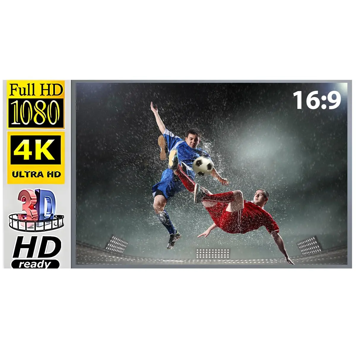 Tela para Projetor,120 Polegadas 16:9 Tela Projetor, Altura Ajustável 68-210cm, HD/4K Nítida Sem Reflexos, Instalação Fácil e Rápida(120inch) - 1