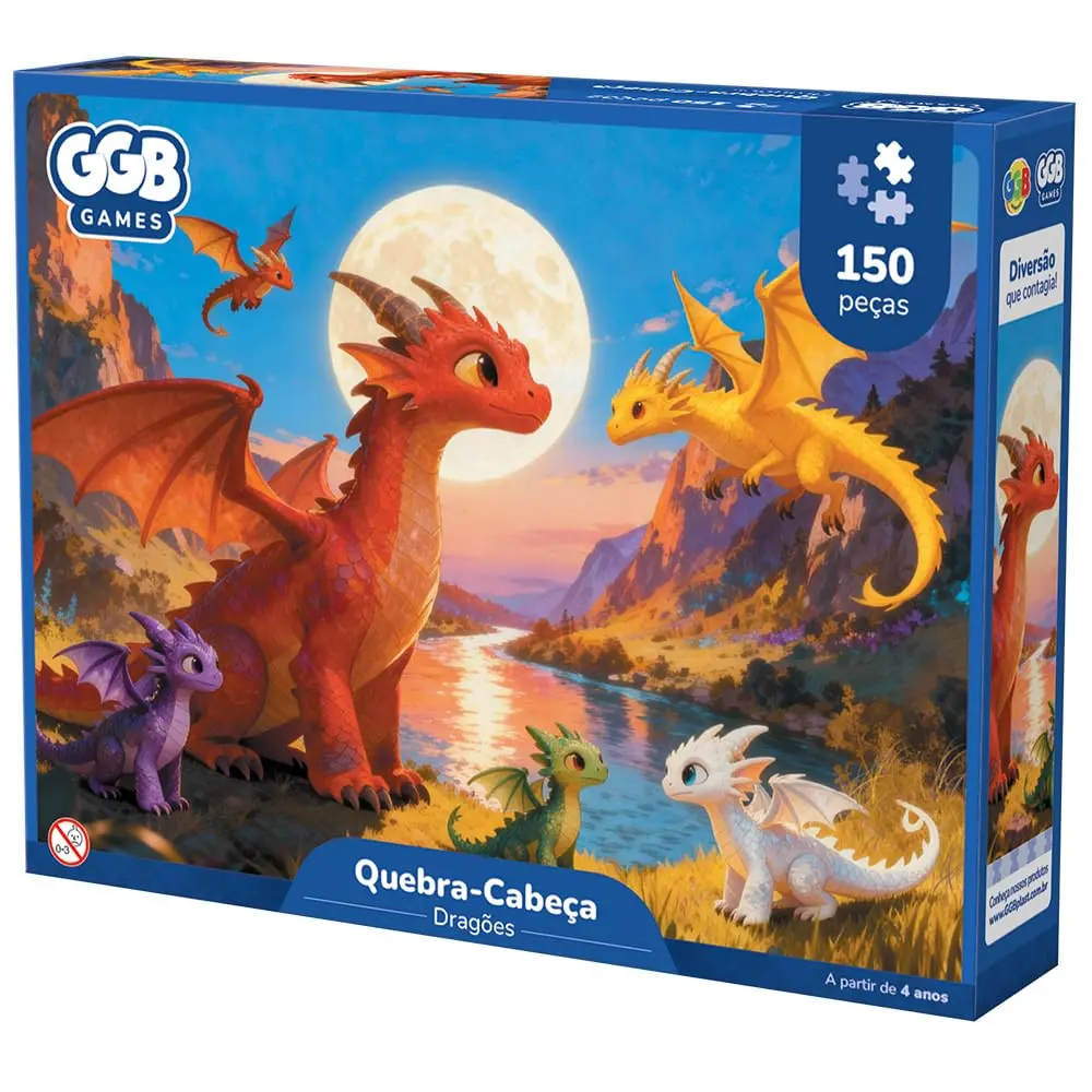 GGB Quebra-Cabeça Infantil Dragões 150 Peças - 1